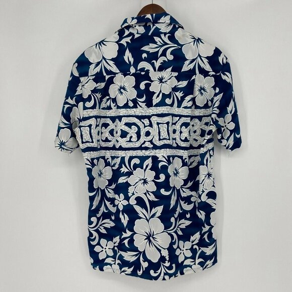 Kennington Hawaiian Shirt Men's  Medium Polyester Blue/Gray‎ Button Down - Picture 2 of 8